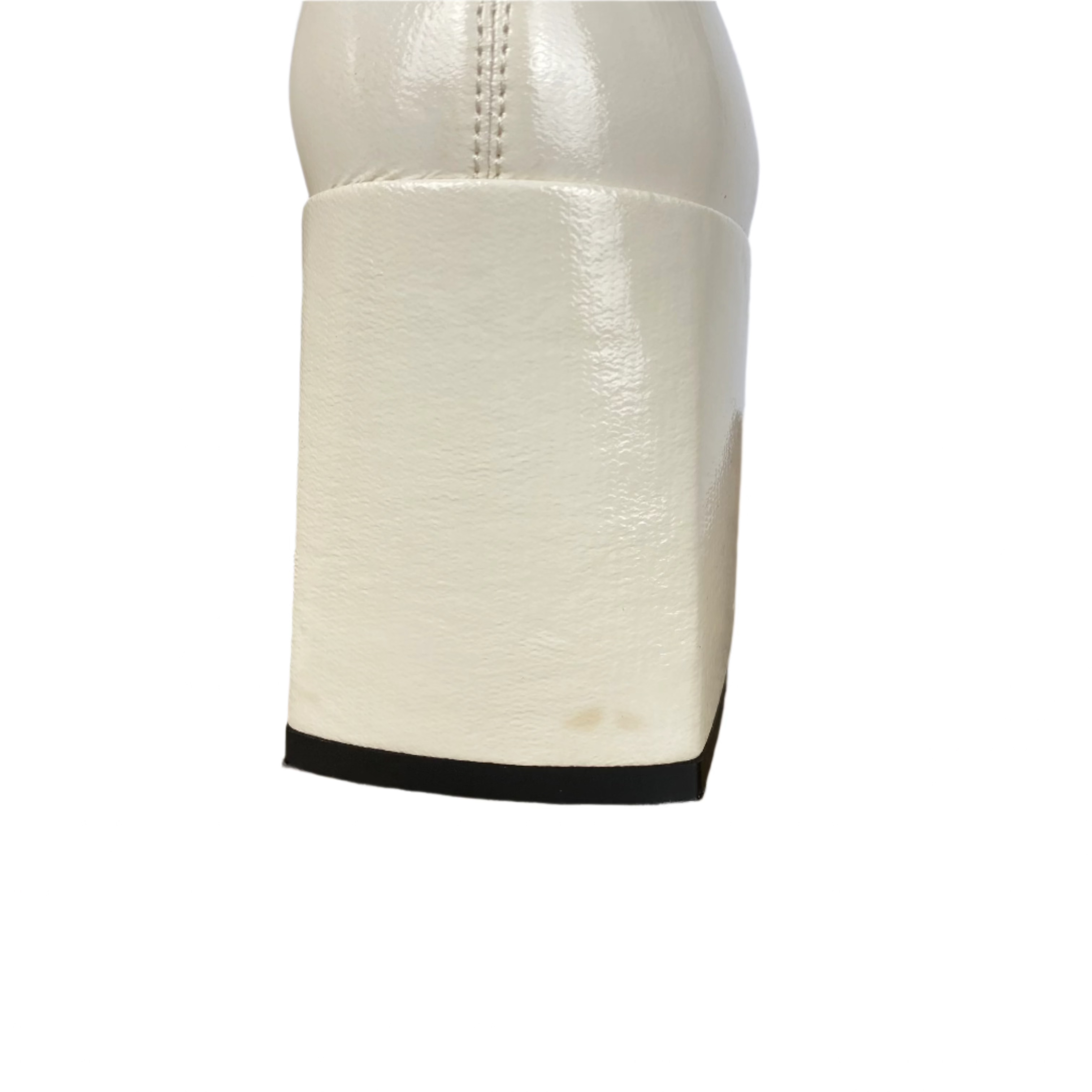 Courreges £760 Cream Wet Look Square Toe Re-Edition Ankle Boots 38