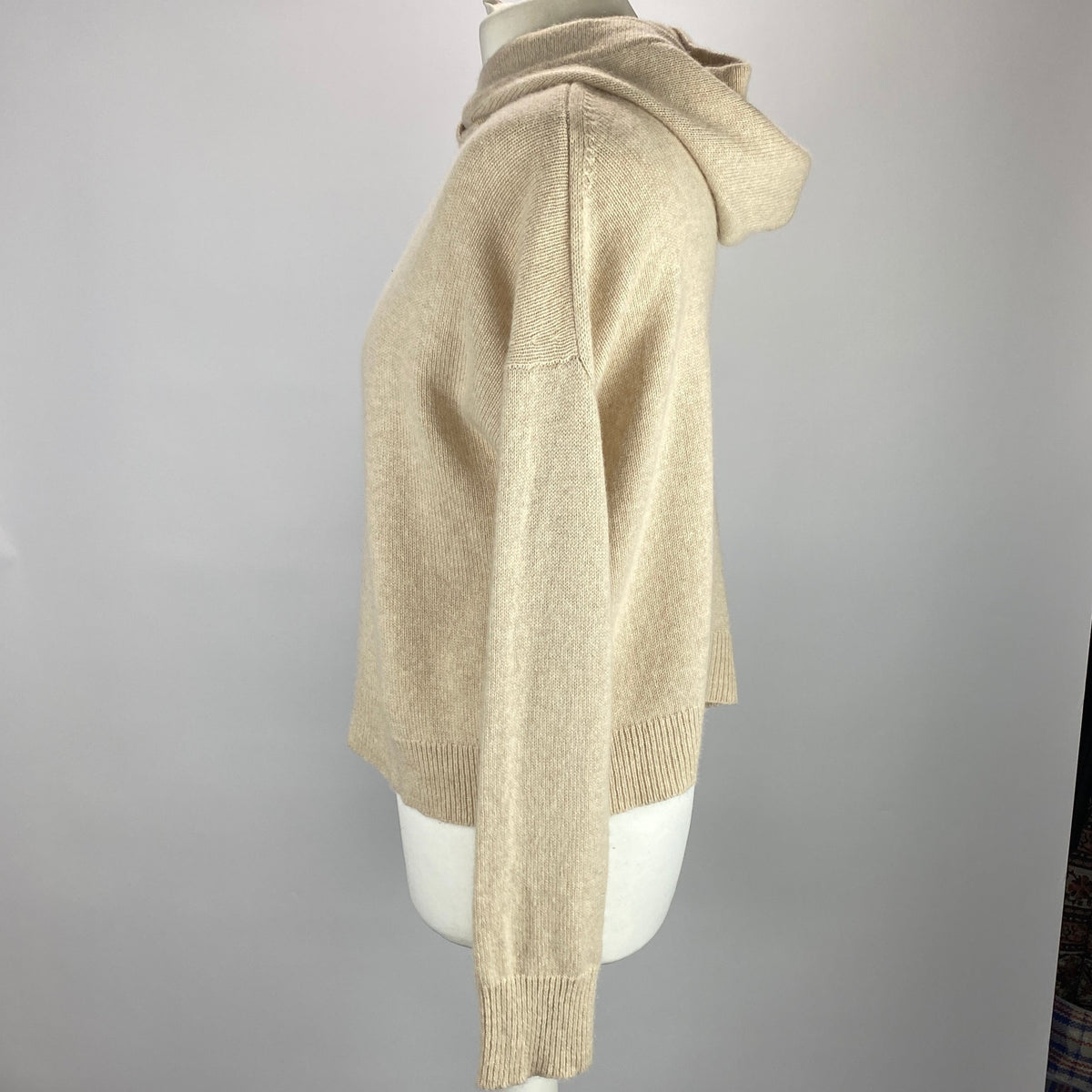 Theory Deep Cream Cashmere Knit Hoodie M-L