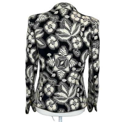 Alexander McQueen Black & Cream Embroidered Wool Jacket M