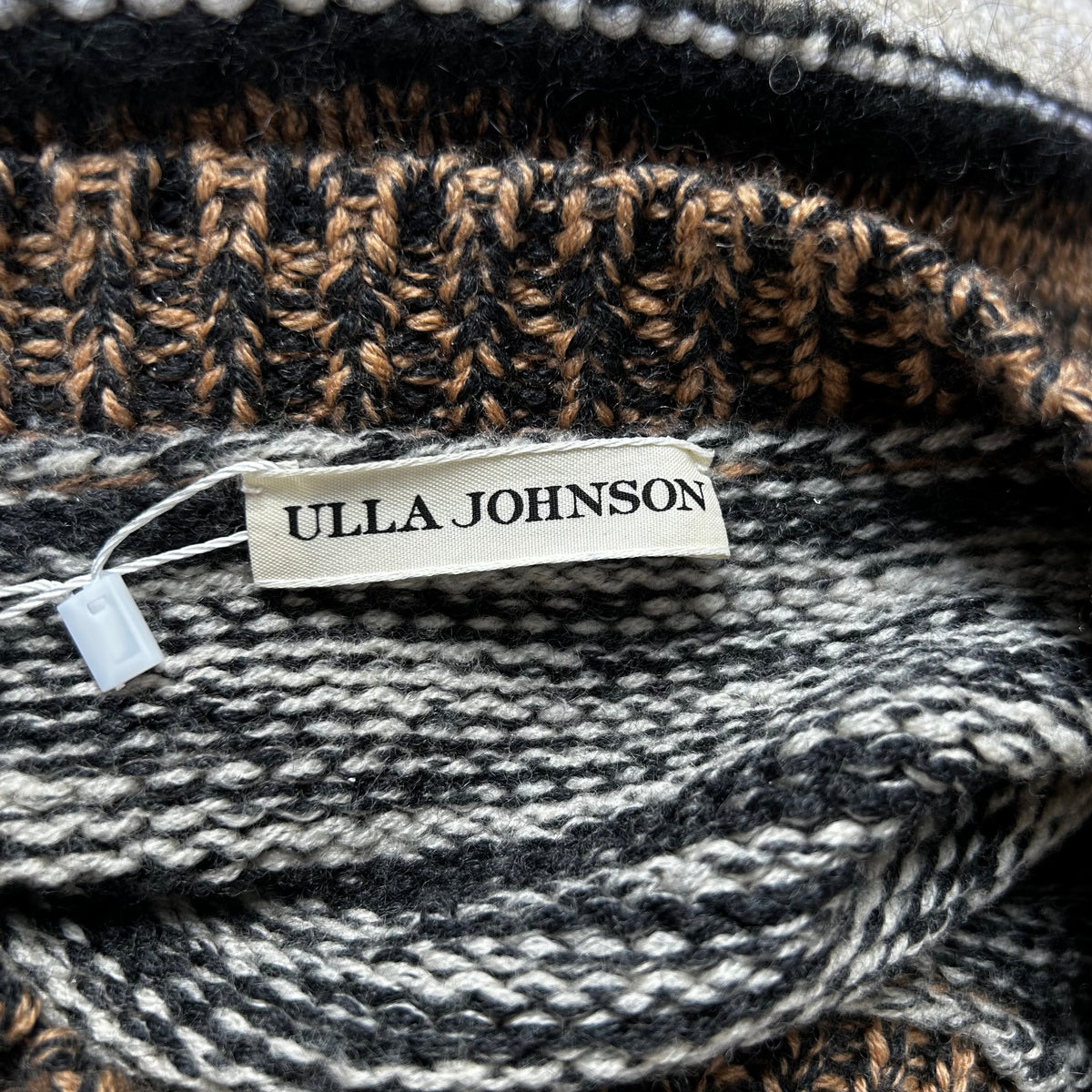 Ulla Johnson $398 Cream & Black Textured WoolKnit Sweater M