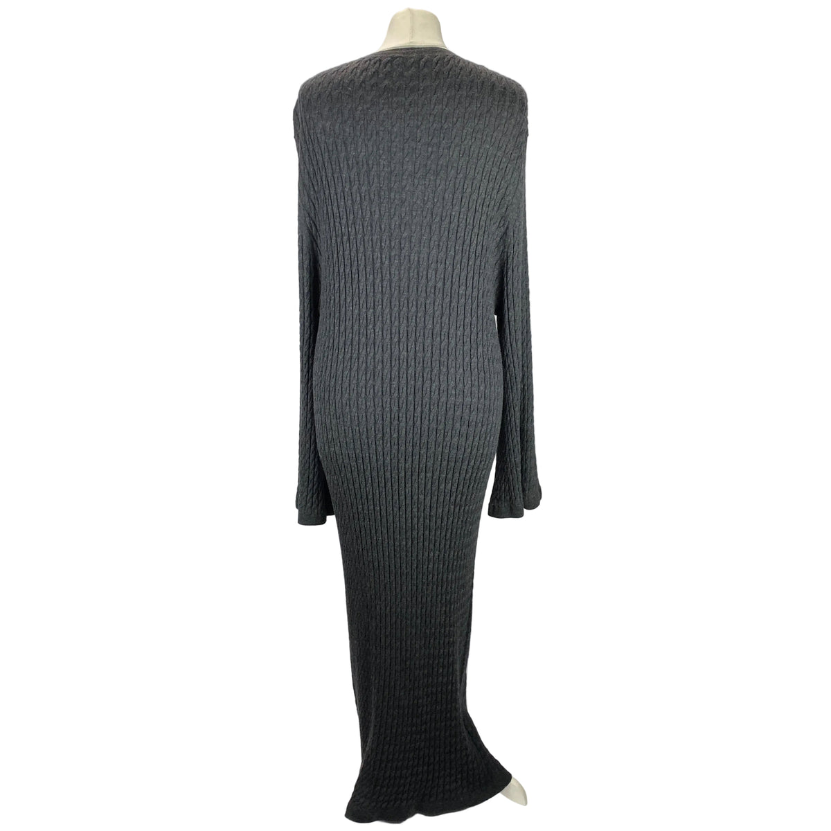 Toteme £530 Charcoal Melange Cable Knit Wool Maxi Dress L