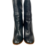 Celine Black Leather Stack Heel Knee Boots 38