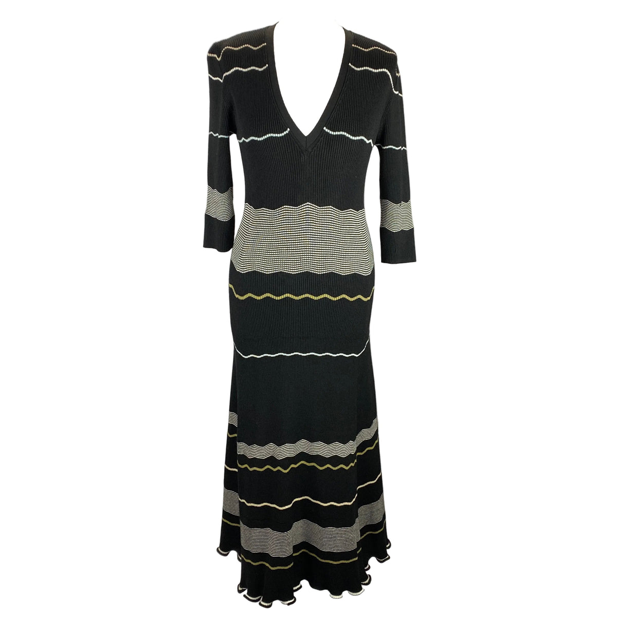 Proenza Schouler £828 Stripped Midi Black Dress L