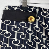 Prada Navy & Ivory Print Wool Crop Pants S