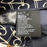 Prada Navy & Ivory Print Wool Crop Pants S