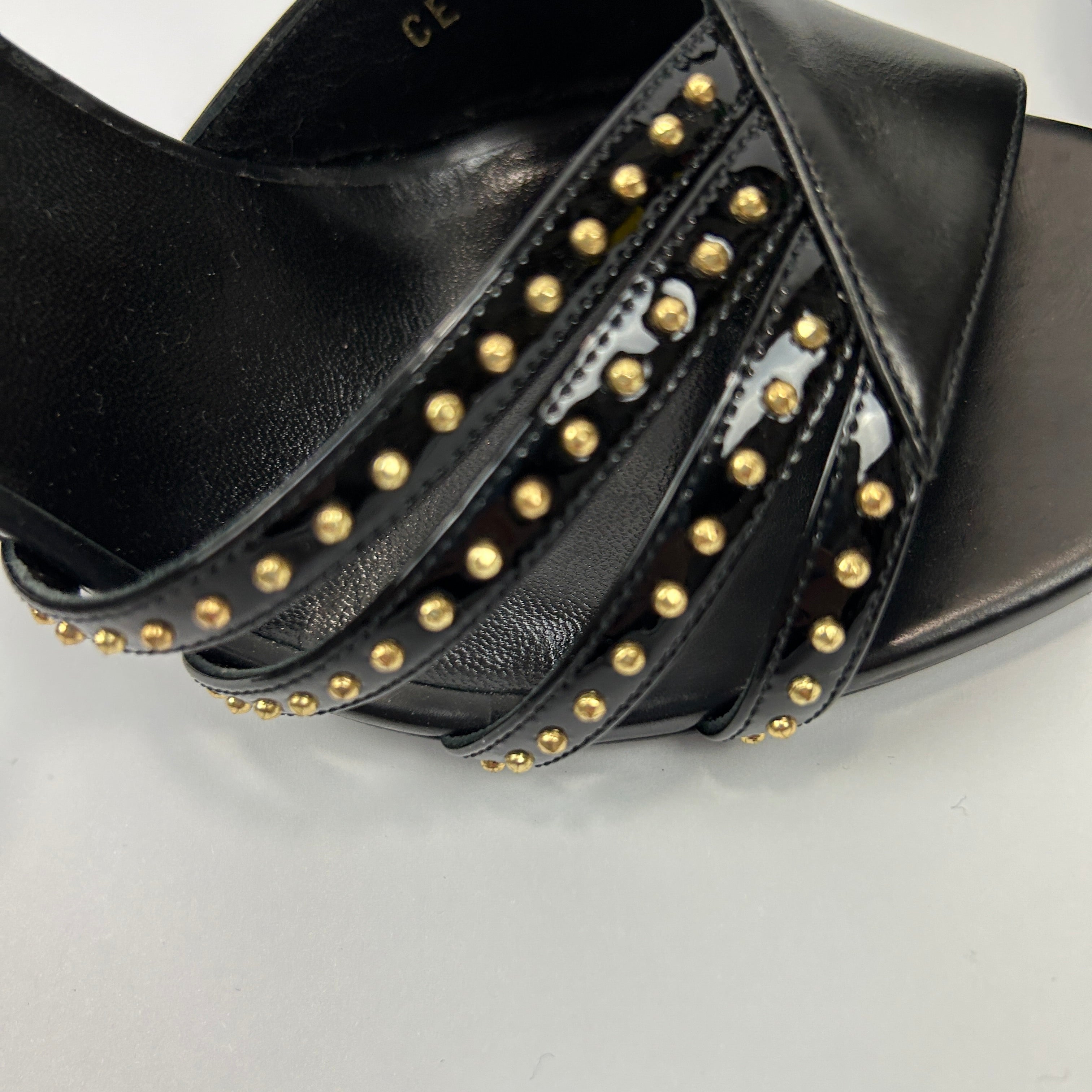 Celine £740 Black Studded Heeled Sandals 39