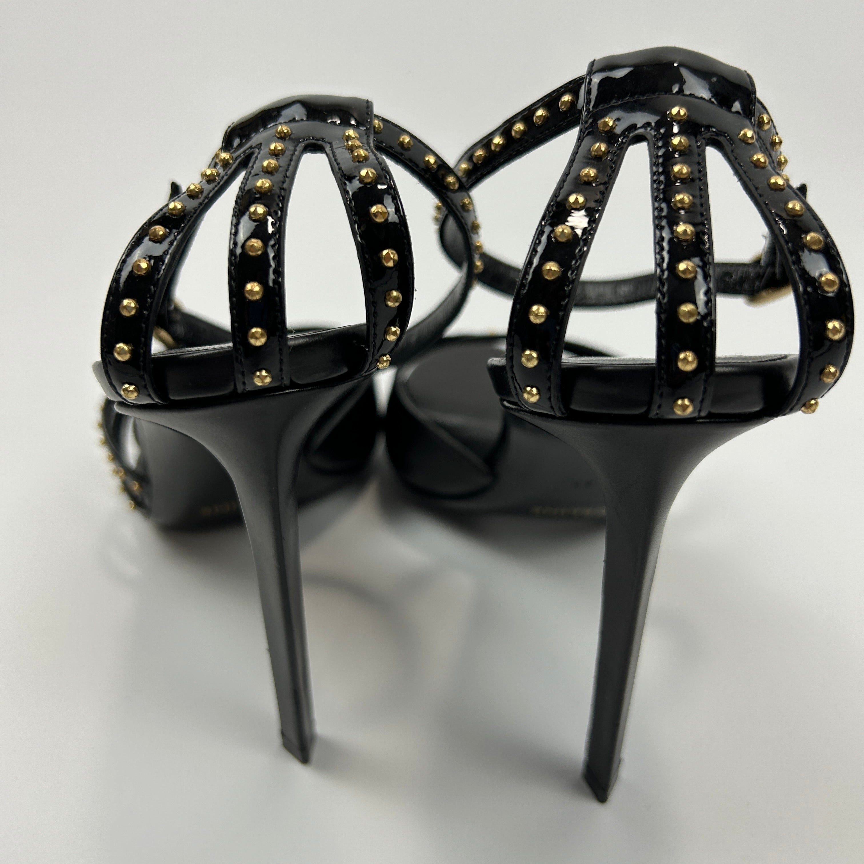 Celine £740 Black Studded Heeled Sandals 39