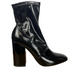 Valentino Black Patent Leather Stretch Ankle Boots 38