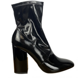 Valentino Black Patent Leather Stretch Ankle Boots 38