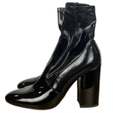 Valentino Black Patent Leather Stretch Ankle Boots 38