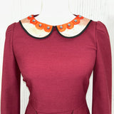 Red Valentino Burgundy Crepe Scallop Detail Dress XXS