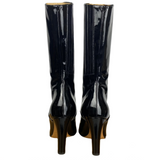 Valentino £980 Black Patent Leather Zippered Calf Boots 37.5