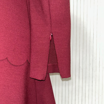 Red Valentino Burgundy Crepe Scallop Detail Dress XXS