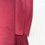 Red Valentino Burgundy Crepe Scallop Detail Dress XXS