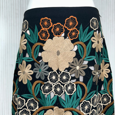 Red Valentino Embroidered Cutwork A Line Skirt S