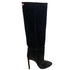 Saint Laurent £1200 Black Suede Whipstitched Knee Boots 38