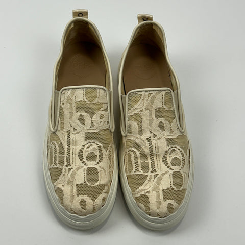 Chloe Cream Lace Lauren Skater Trainers 41