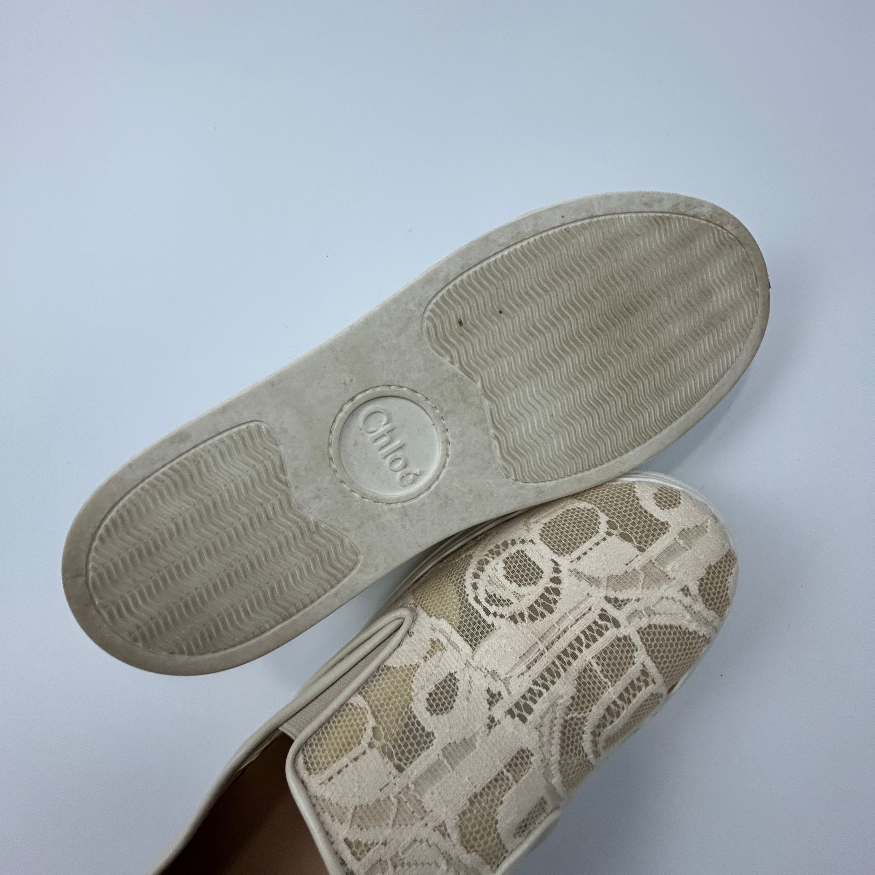 Chloe Cream Lace Lauren Skater Trainers 41