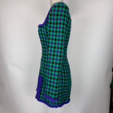 Rowen Rose Brand New $900 Green Check Wool Mini Dress XXS