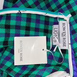 Rowen Rose Brand New $900 Green Check Wool Mini Dress XXS