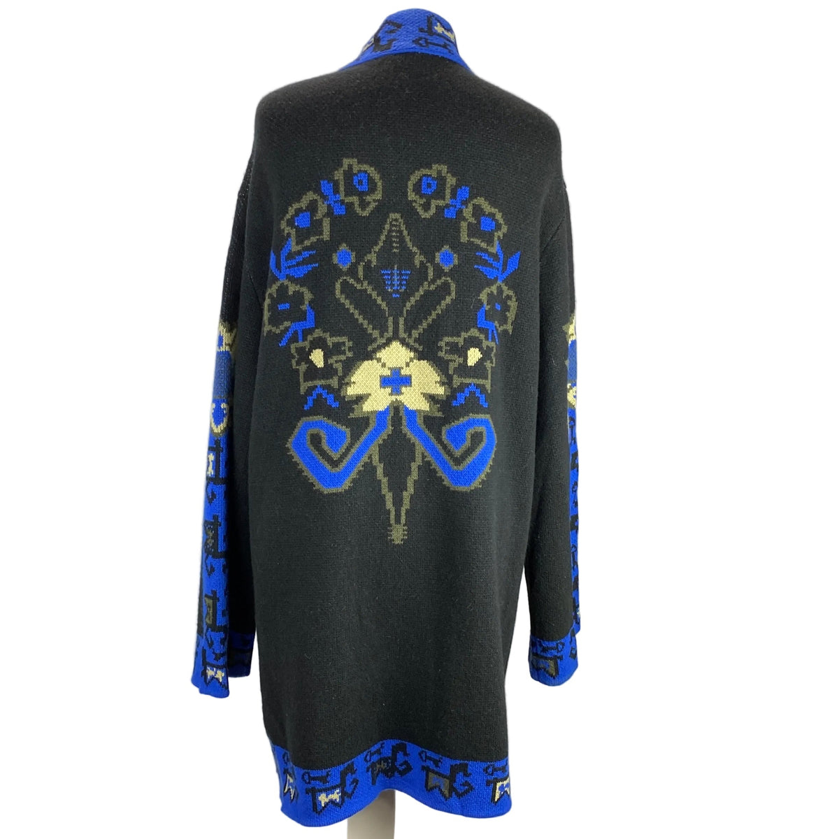 Etro New £810 Black Blue Bohemian Wool Jacquard Cardigan M-XL