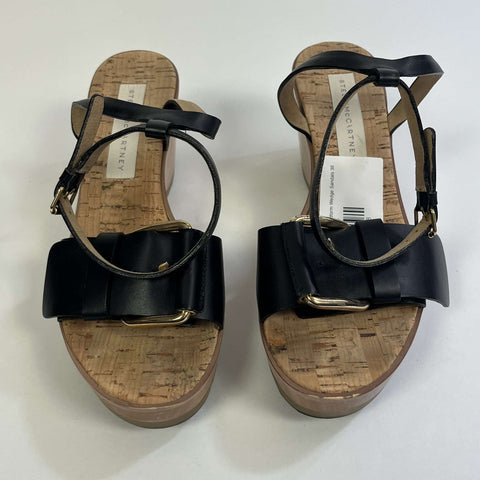 Stella McCartney Black Buckled Platform Wedge Sandals 38