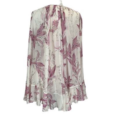 Giambattista Valli Pink Lily of the Valley Print Silk Top M