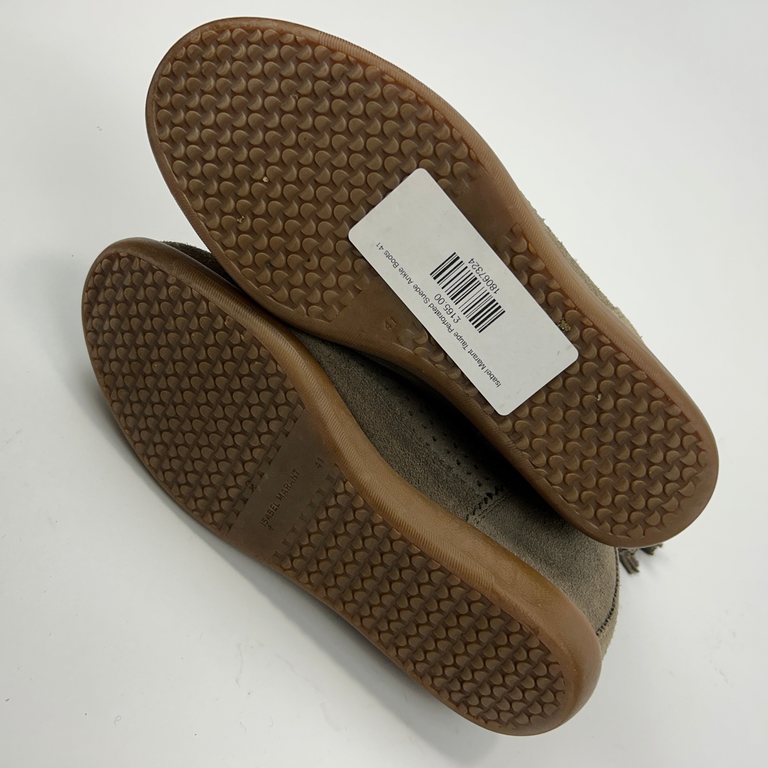 Isabel Marant Taupe Perforated Suede Ankle Boots 41