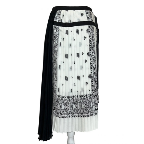 Sacai £835 Black & White Bandana Print Kilt Skirt S