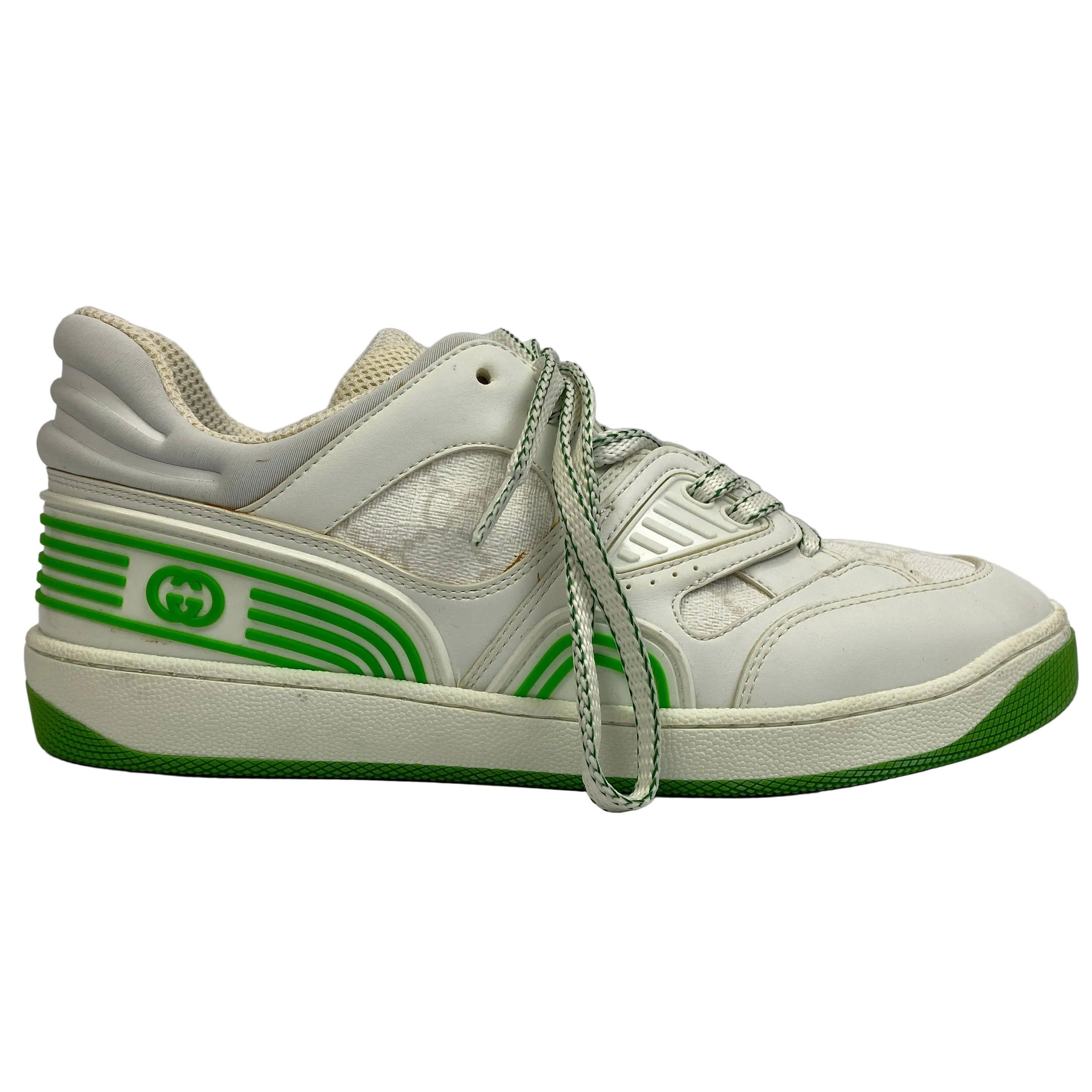 Gucci Green & White Demetra GG Basket Trainers 38