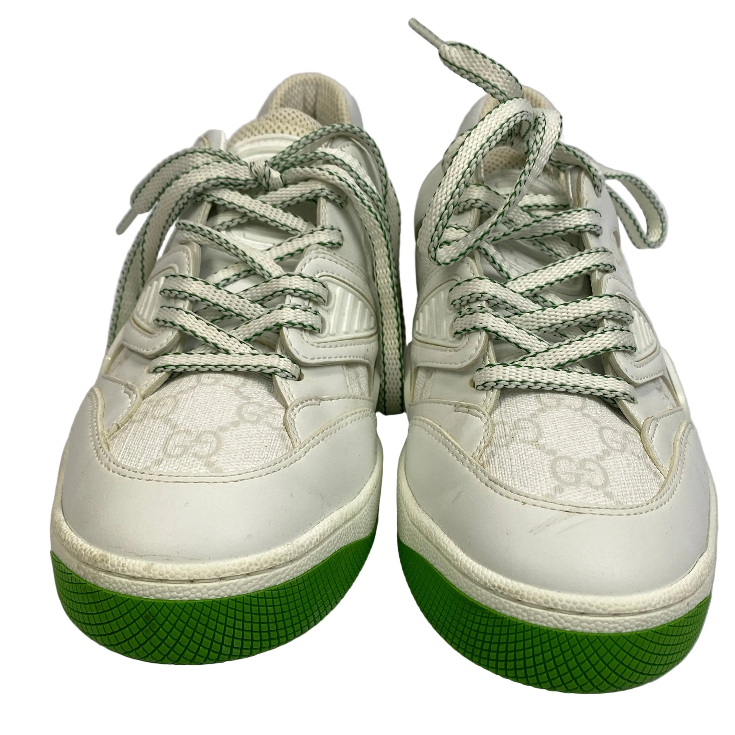Gucci Green & White Demetra GG Basket Trainers 38