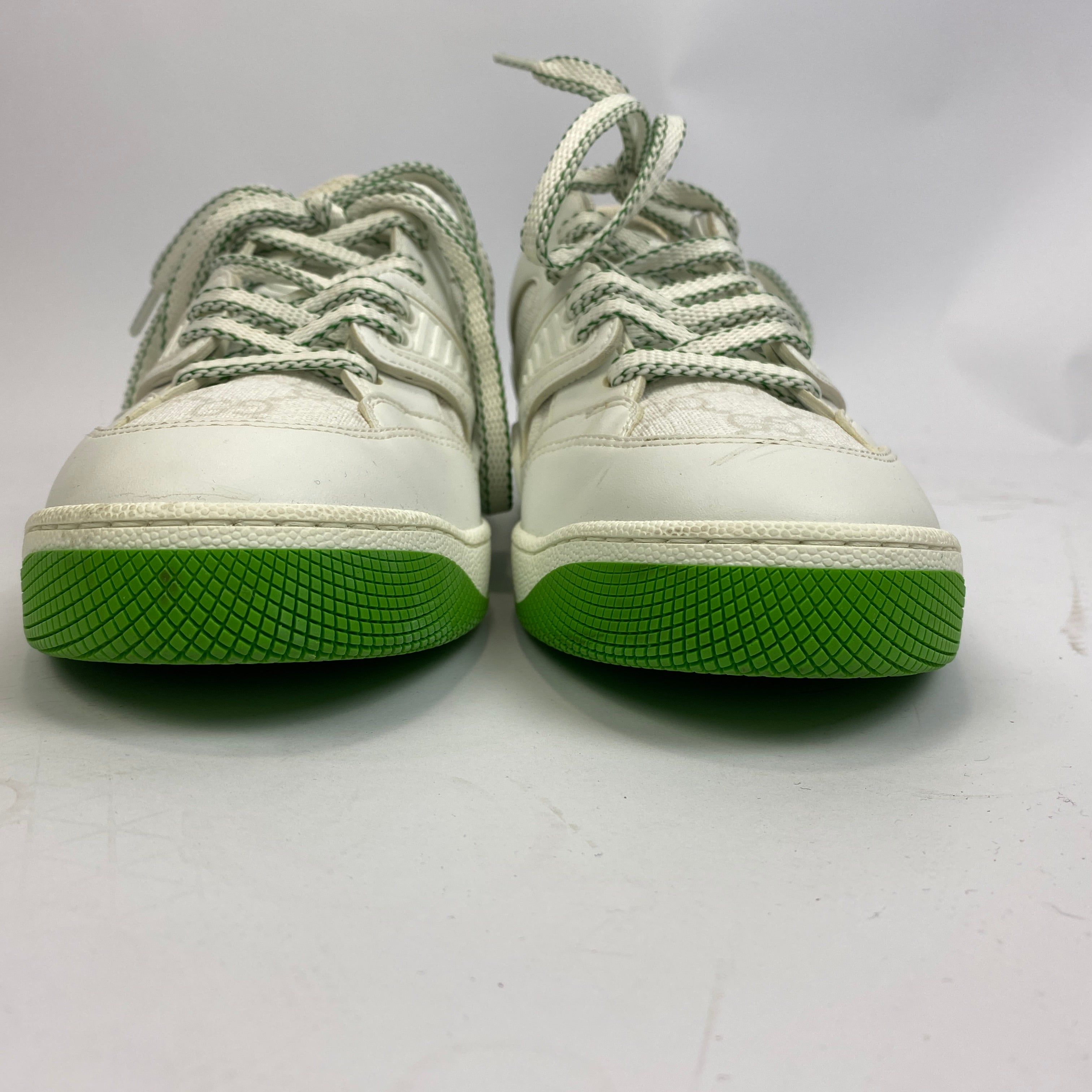 Gucci Green & White Demetra GG Basket Trainers 38
