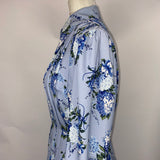 Emilia Wickstead £1760 Baby Blue Floral Bouquet Crepe Maxi Dress S