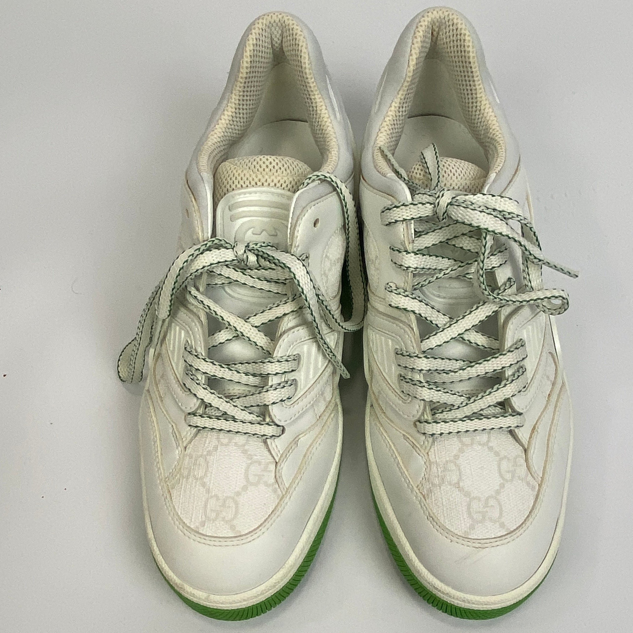 Gucci Green & White Demetra GG Basket Trainers 38