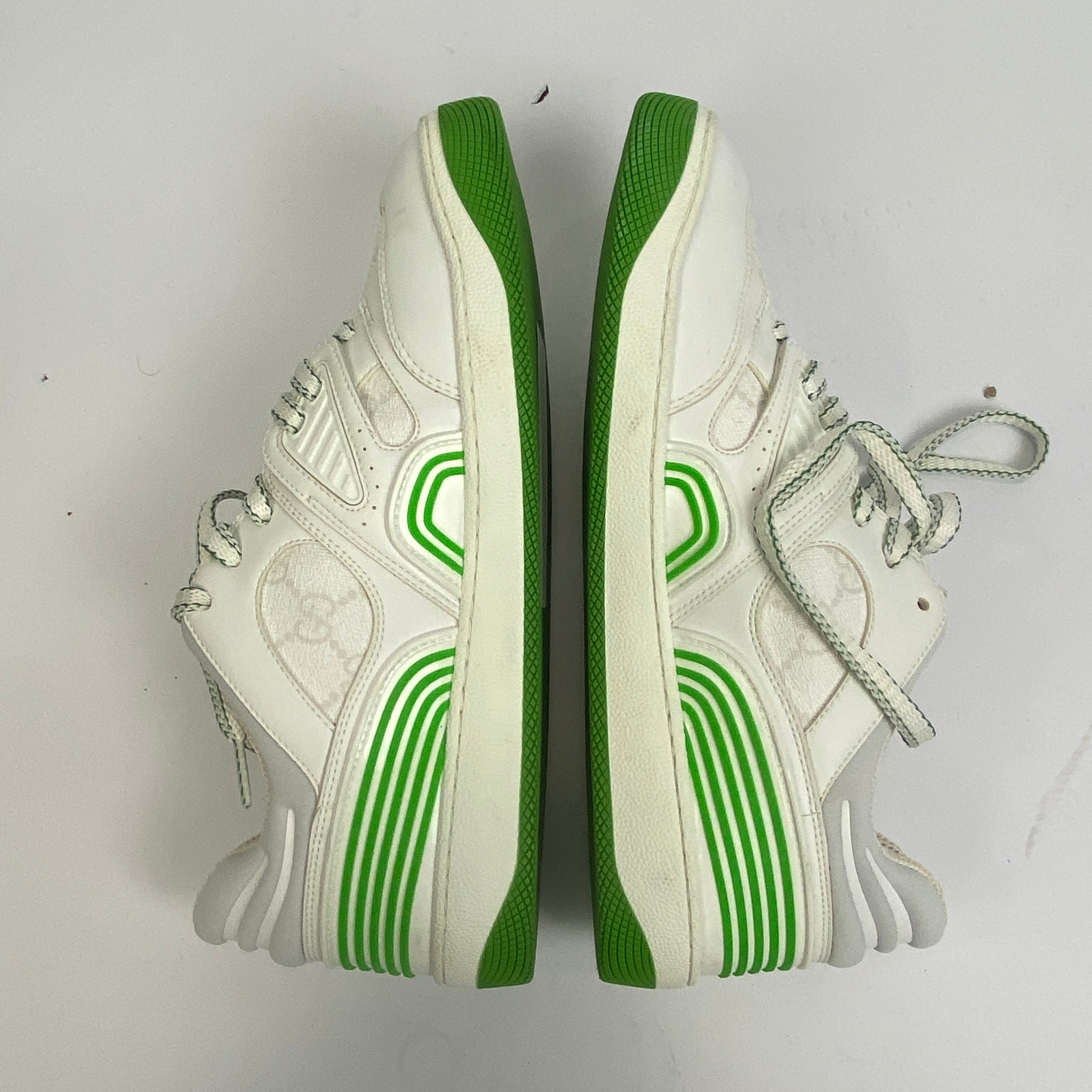 Gucci Green & White Demetra GG Basket Trainers 38