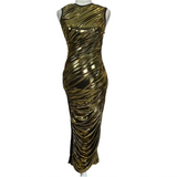 Dolce & Gabbana Brand New £2450 Gold Lame Ruched Tube Dress XS