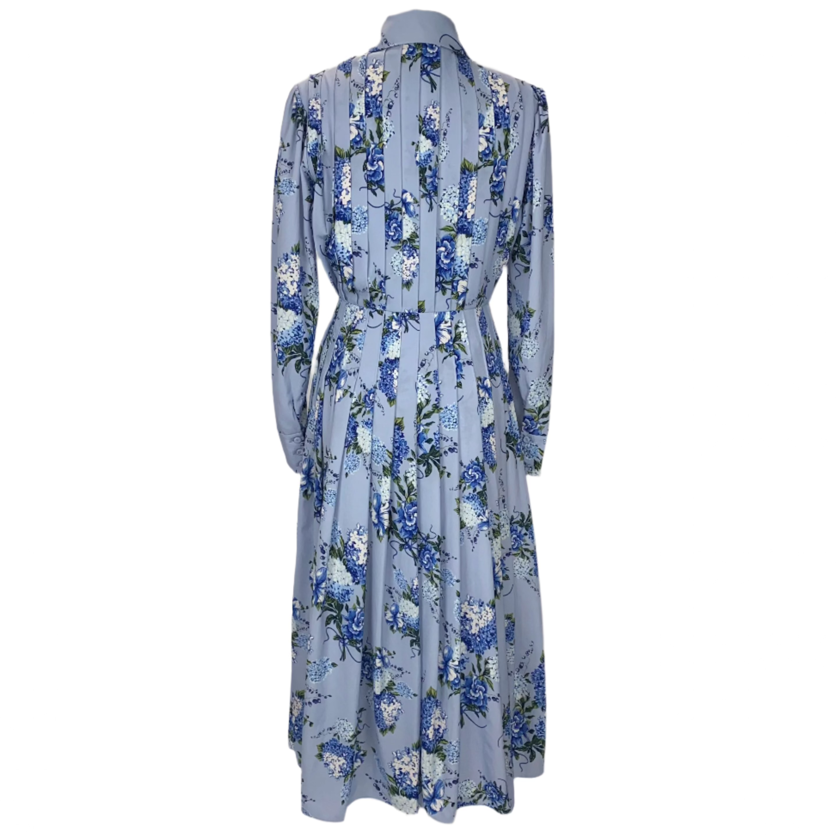 Emilia Wickstead £1760 Baby Blue Floral Bouquet Crepe Maxi Dress S