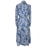 Emilia Wickstead £1760 Baby Blue Floral Bouquet Crepe Maxi Dress S