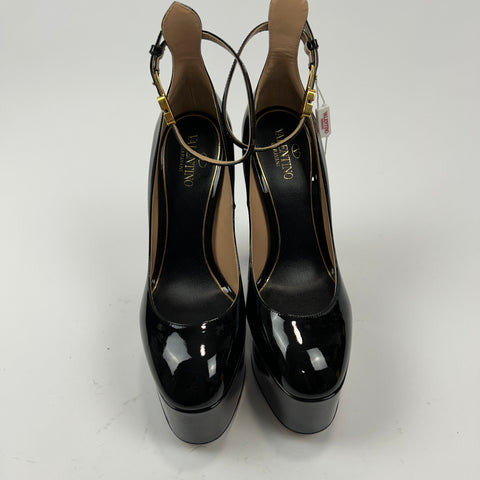 Valentino New £1360 Black Patent Tan-Go Platform Heels 38