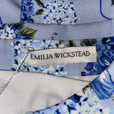 Emilia Wickstead £1760 Baby Blue Floral Bouquet Crepe Maxi Dress S