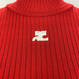 Courreges £320 Red Thick Rib Polo Neck Re-Edition Sweater XS/S