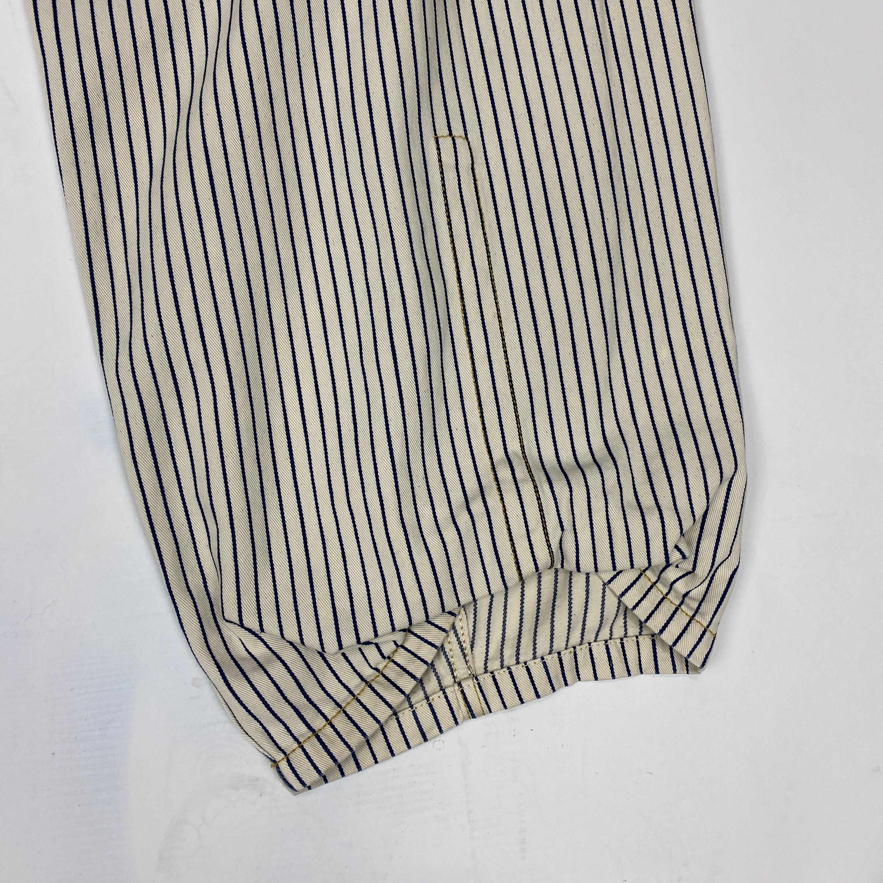 Tibi New £385 Natural & Indigo Pinstripe Curve Leg Sid Pants 27R