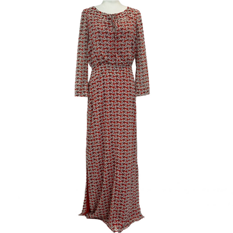 Tory Burch Poppy Print Silk Chiffon Maxi Dress S