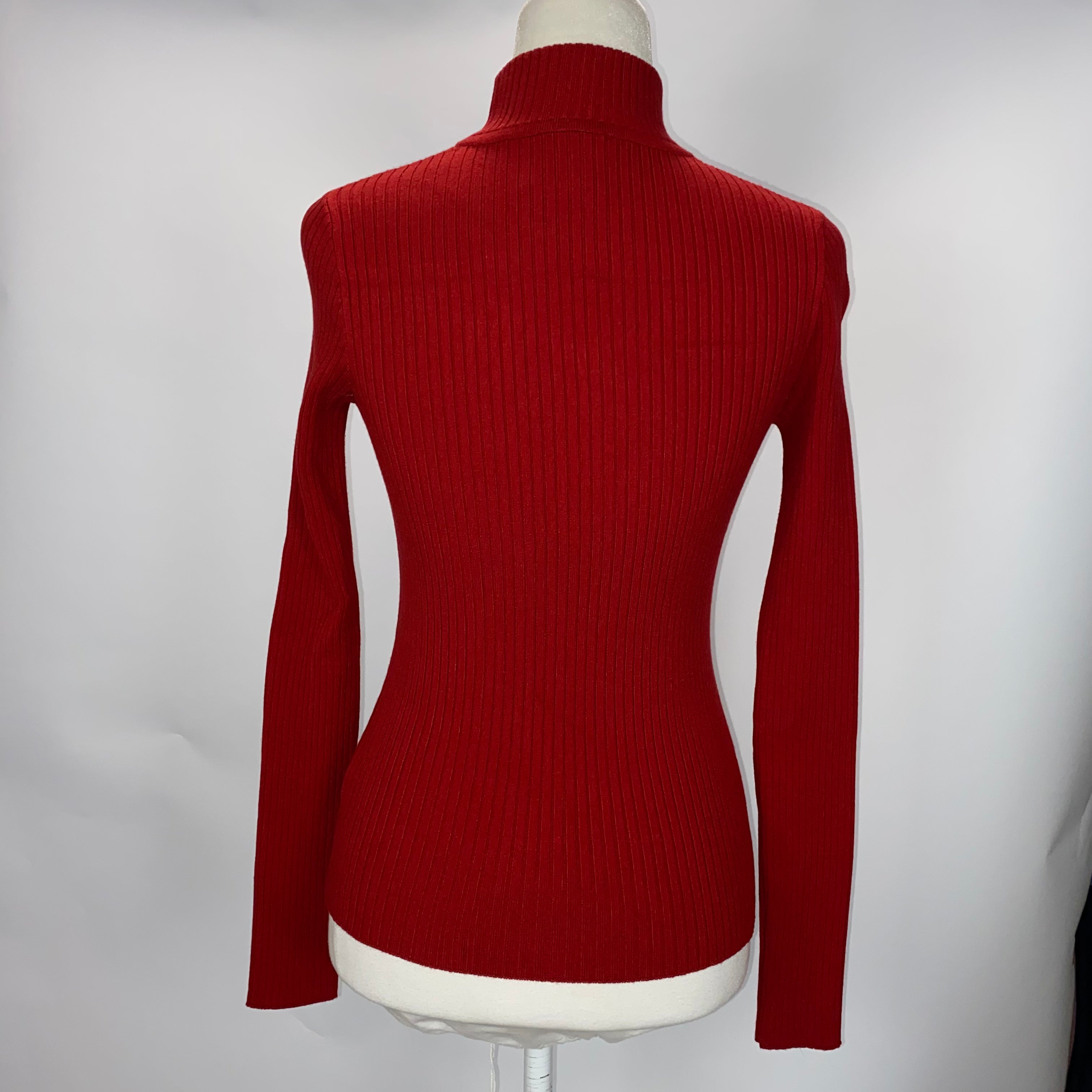 Courreges £320 Red Thick Rib Polo Neck Re-Edition Sweater XS/S