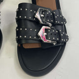 Givenchy Brand New £710 Black Silver Studded Flat Sandals 37