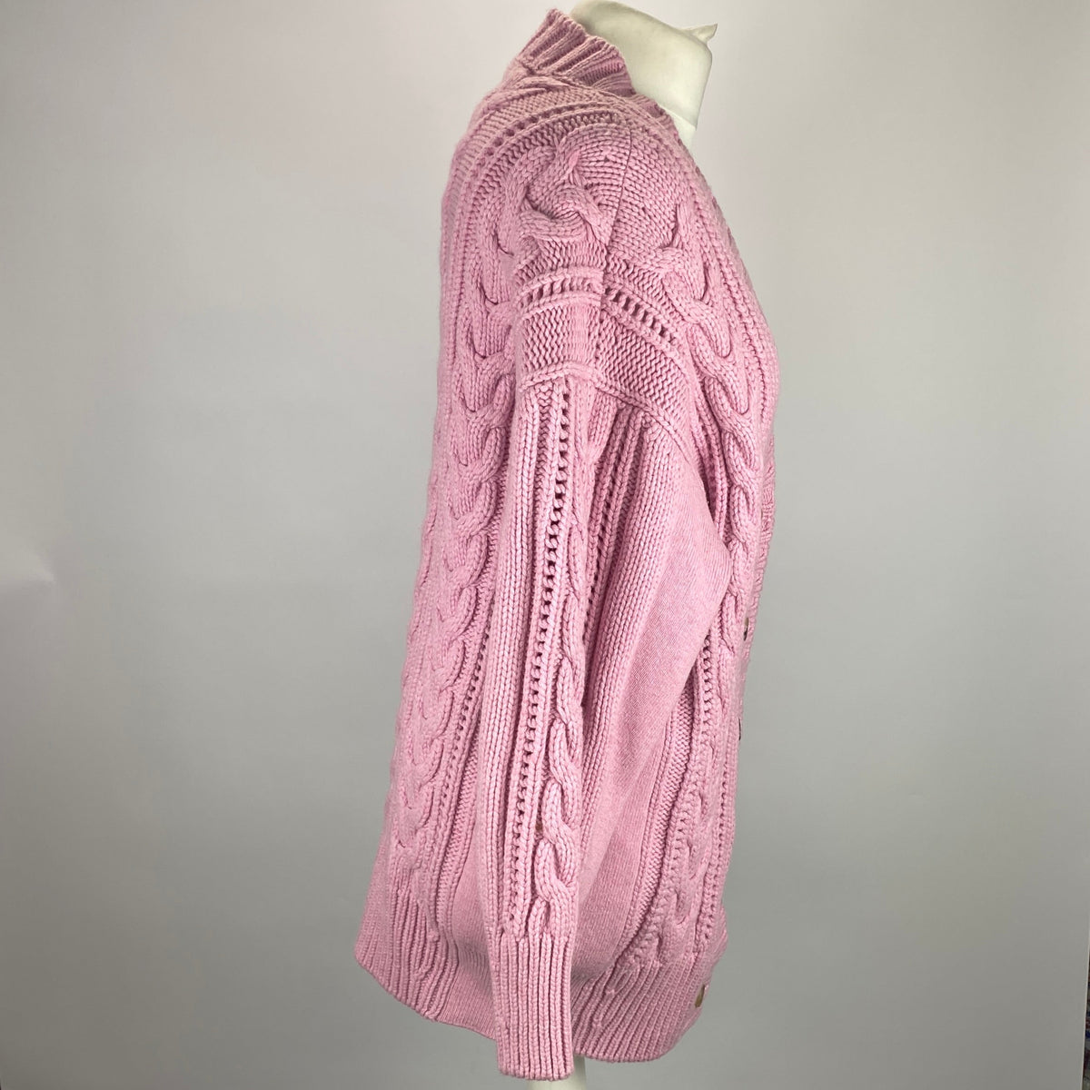 Alexander McQueen Sorbet Chunky Cable Wool Knit Cardigan L