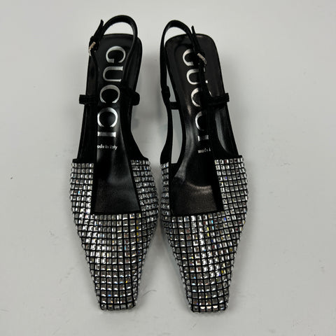 Gucci New £1095 Aria Tom Ford Crystal Slingbacks 38