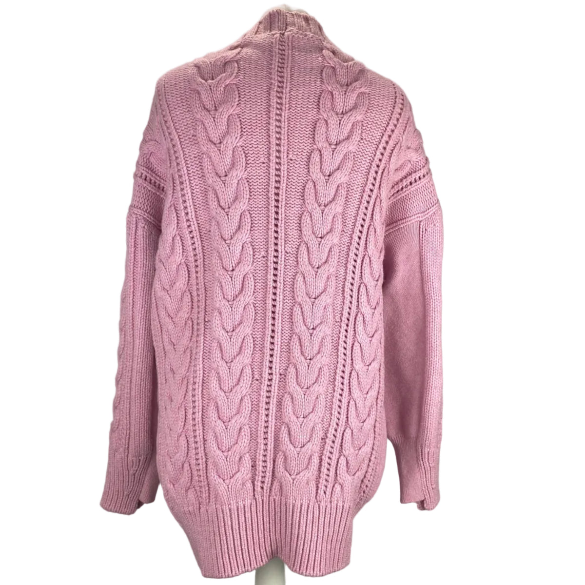 Alexander McQueen Sorbet Chunky Cable Wool Knit Cardigan L