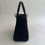 Dior £4200 Black Canvas Lady D-Lite Medium Bag & Two Straps