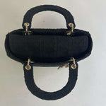 Dior £4200 Black Canvas Lady D-Lite Medium Bag & Two Straps